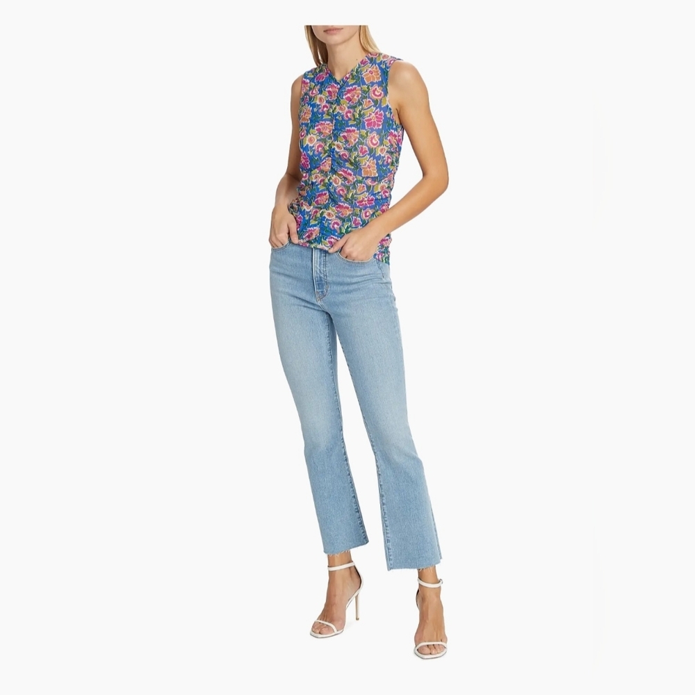 Veronica Beard‎ Tazmin Ruched Floral Mesh Top